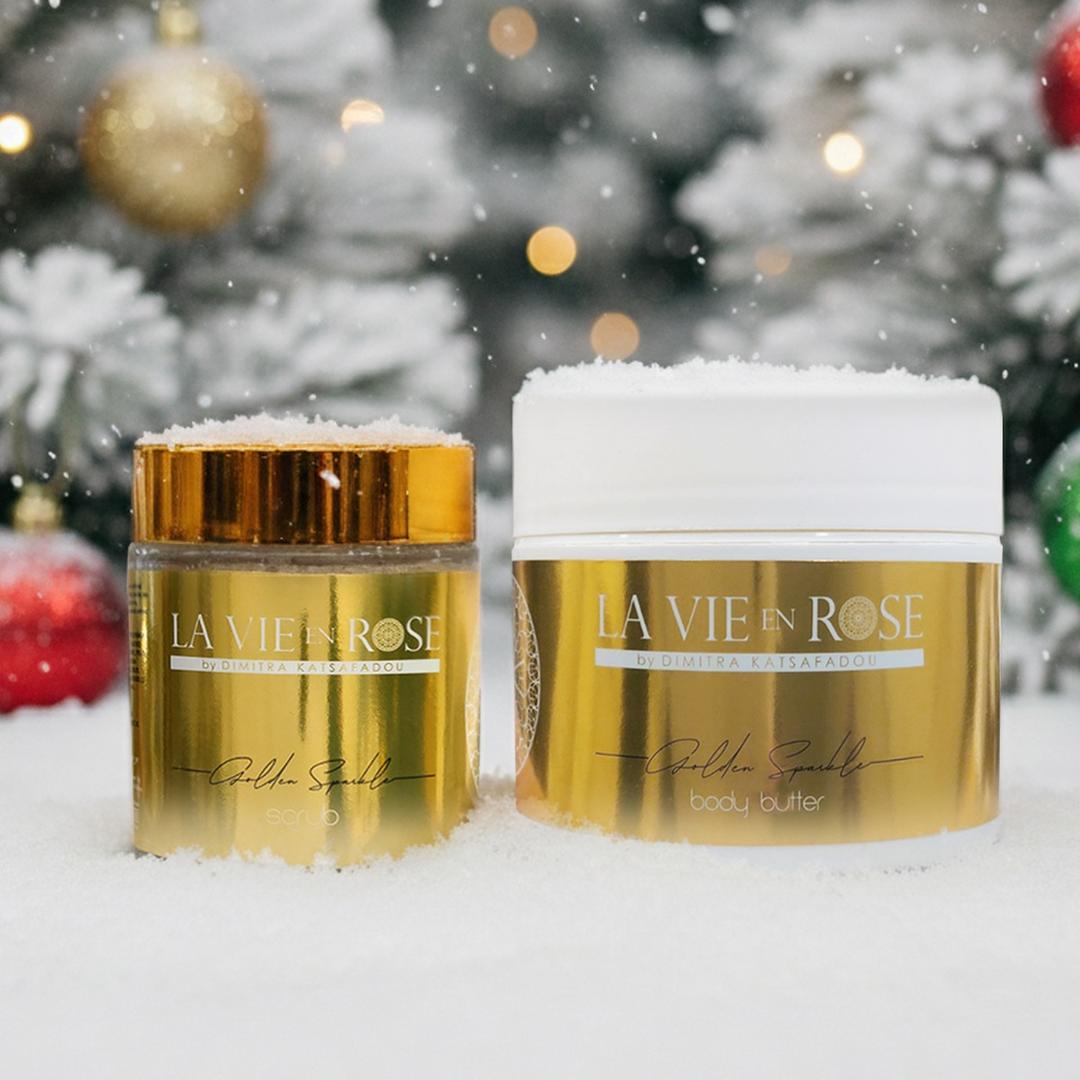 Golden sparkle body butter 200ml + Golden sparkle scrub 100ml | La Vie en Rose